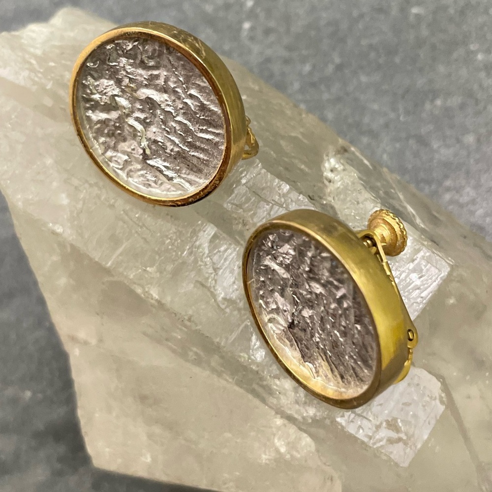 Vintage Napier Mixed Metals Gold Silver Earrings - image 4